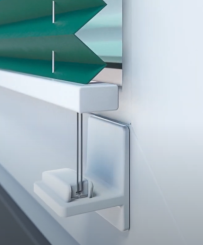 Plissee Klebeträger mit Spannschuh zur Montage auf dem Fensterrahmen 