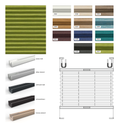 Plissee Rollo nach maß Juno Teflon Faltrollo zum Kleben, Klemmen oder Bohren in der Glasleiste 