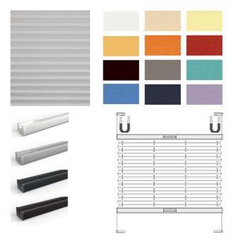 Plissee Rollo nach Maß Krepp Perlex Faltrollo zum Kleben, Klemmen oder Bohren in der Glasleiste 